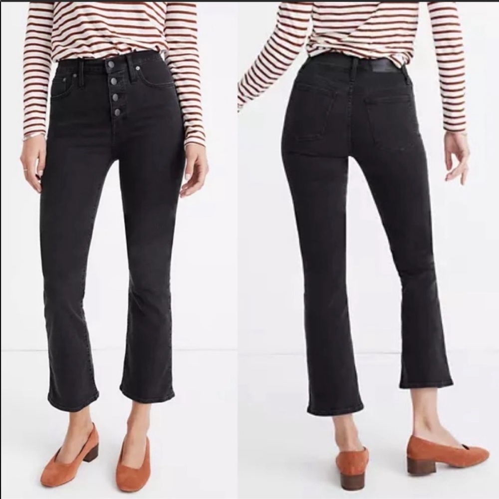 Madewell Black High-Rise Cropped Flare Jeans